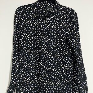 Banana Republic Black and White Polka Dot Button Down Shirt